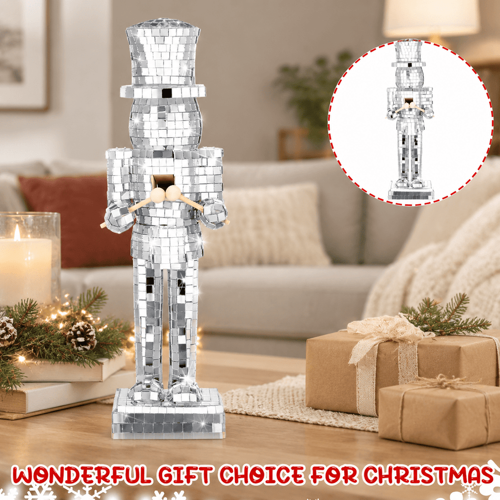 10 Inch Mirrored Wooden Soldier Nutcracker Christmas Decoration
