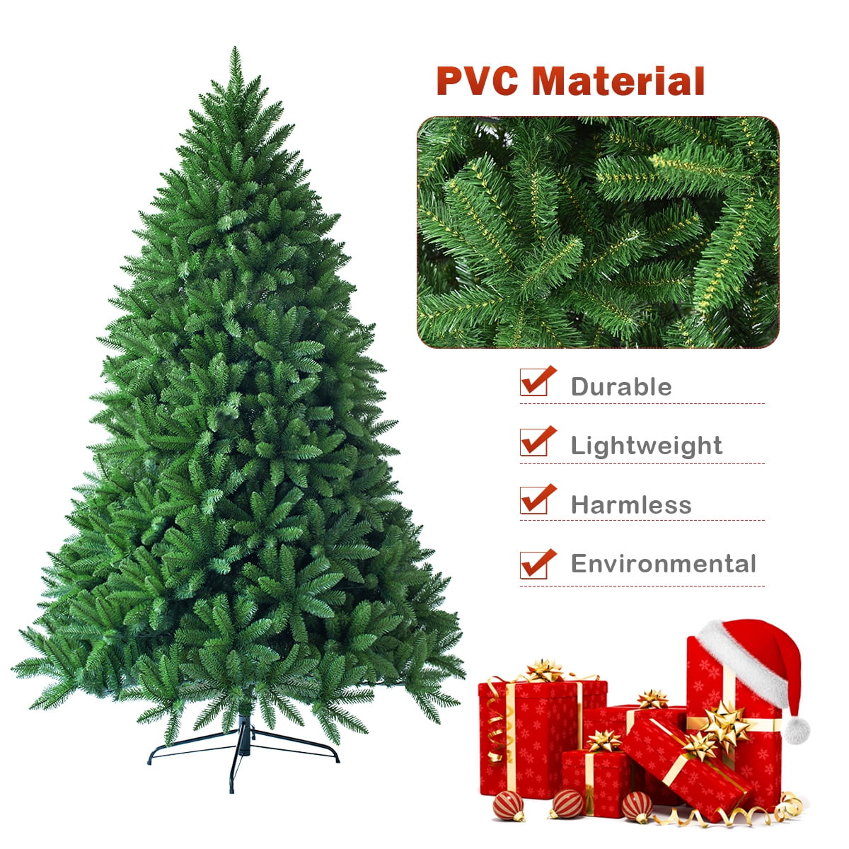 Costway 6ft Premium Hinged Artificial Christmas Fir Tree w/ 1250 Branch Tips