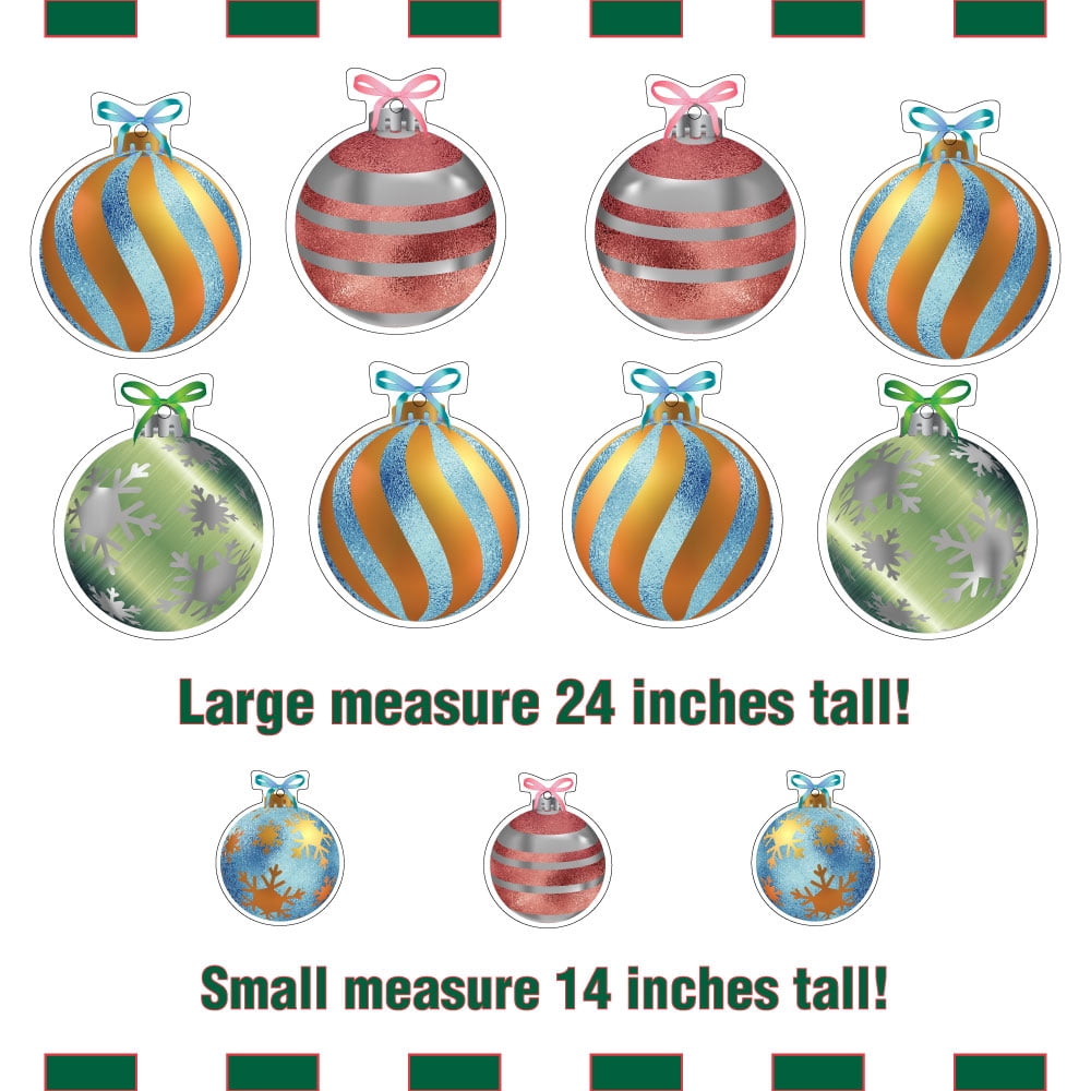VictoryStore 2D Jumbo Christmas Ornaments Hanging Decorations, Indoor or Outdoor, 11 Pieces, Multi-Color