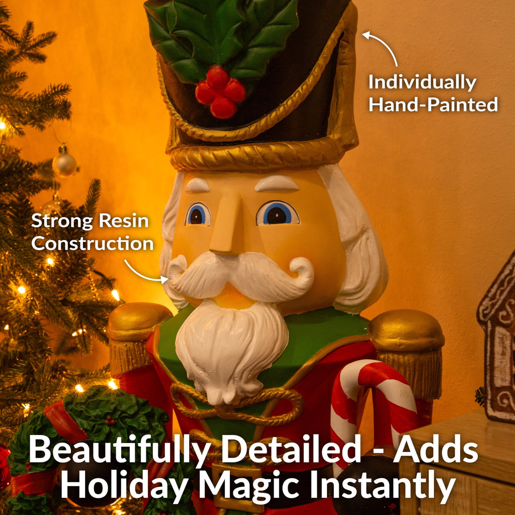 Sunnydaze Green Resin Karl the Christmas Nutcracker Statue, 48"