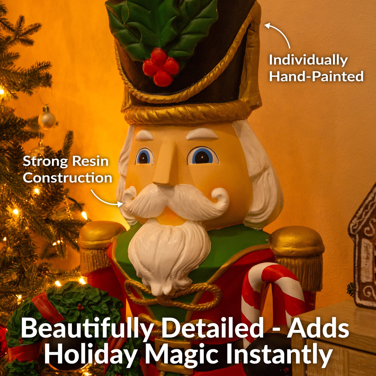Sunnydaze Green Resin Karl the Christmas Nutcracker Statue, 48"