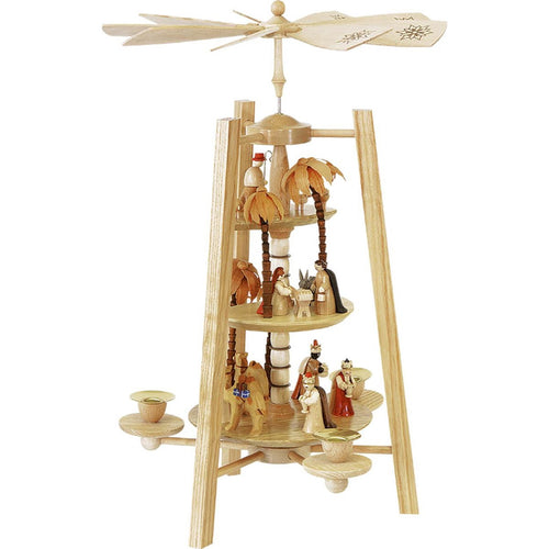 16" Richard Glaesser 3-Tier Nativity Christmas Pyramid Candle Holder