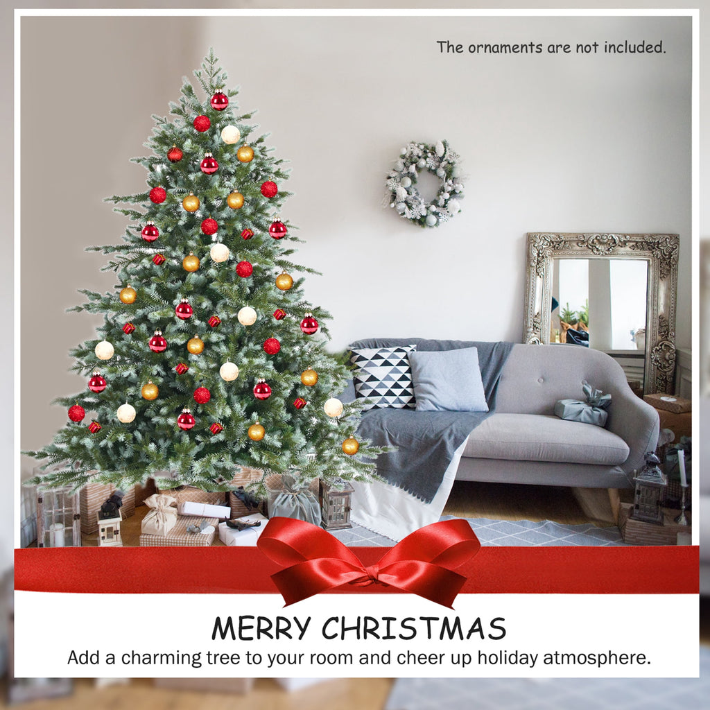 Gymax 7 Ft Artificial Christmas Tree Unlit Hinged Xmas Tree w/ Metal Stand