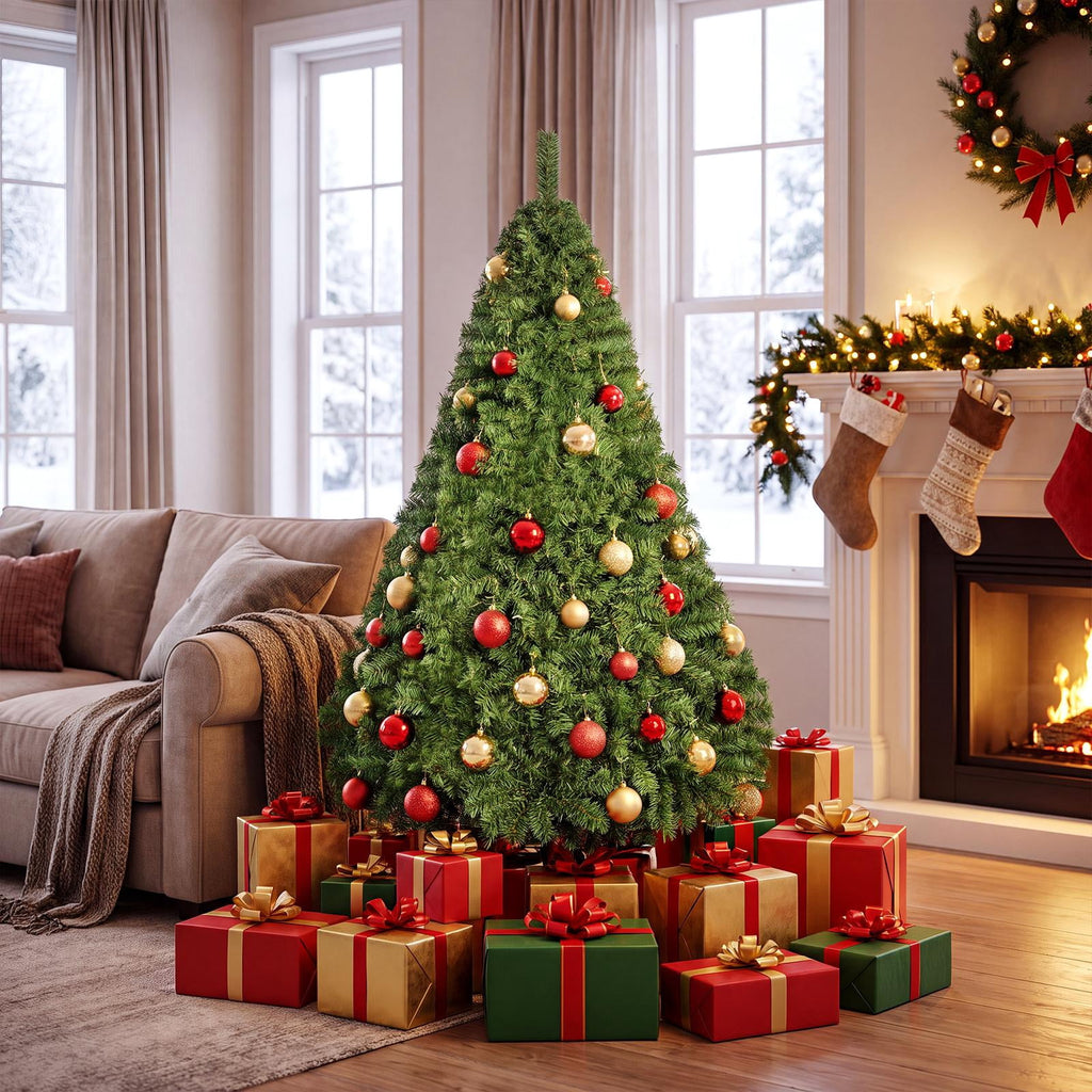 Costway 9FT PVC Christmas Tree 2132 Tips Hinged Solid Metal Legs