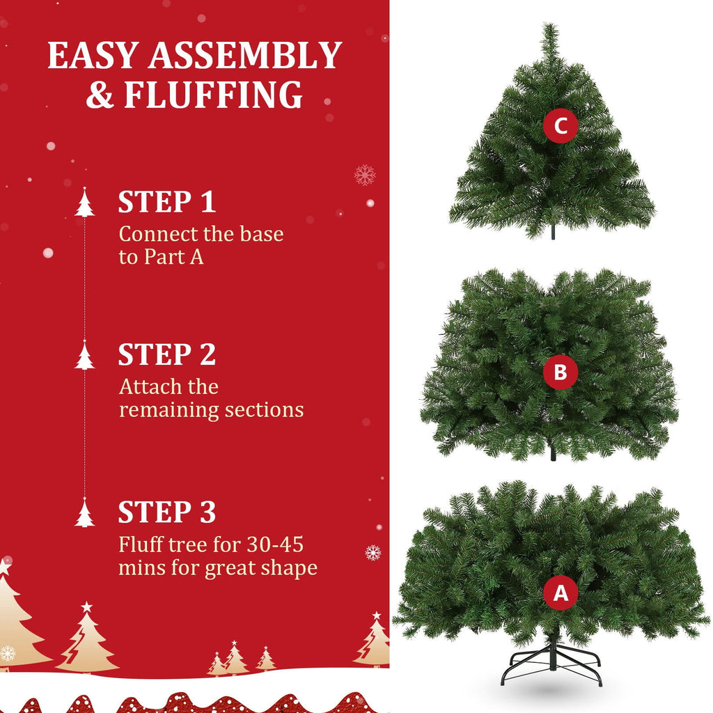 Funcid 6ft Pink Artificial Christmas Tree, Hinged Spruce Full Tree with 1477 Branch Tips, Foldable Metal Stand, New PVC Material, Xmas Tree for Indoor and Outdoor Decoration