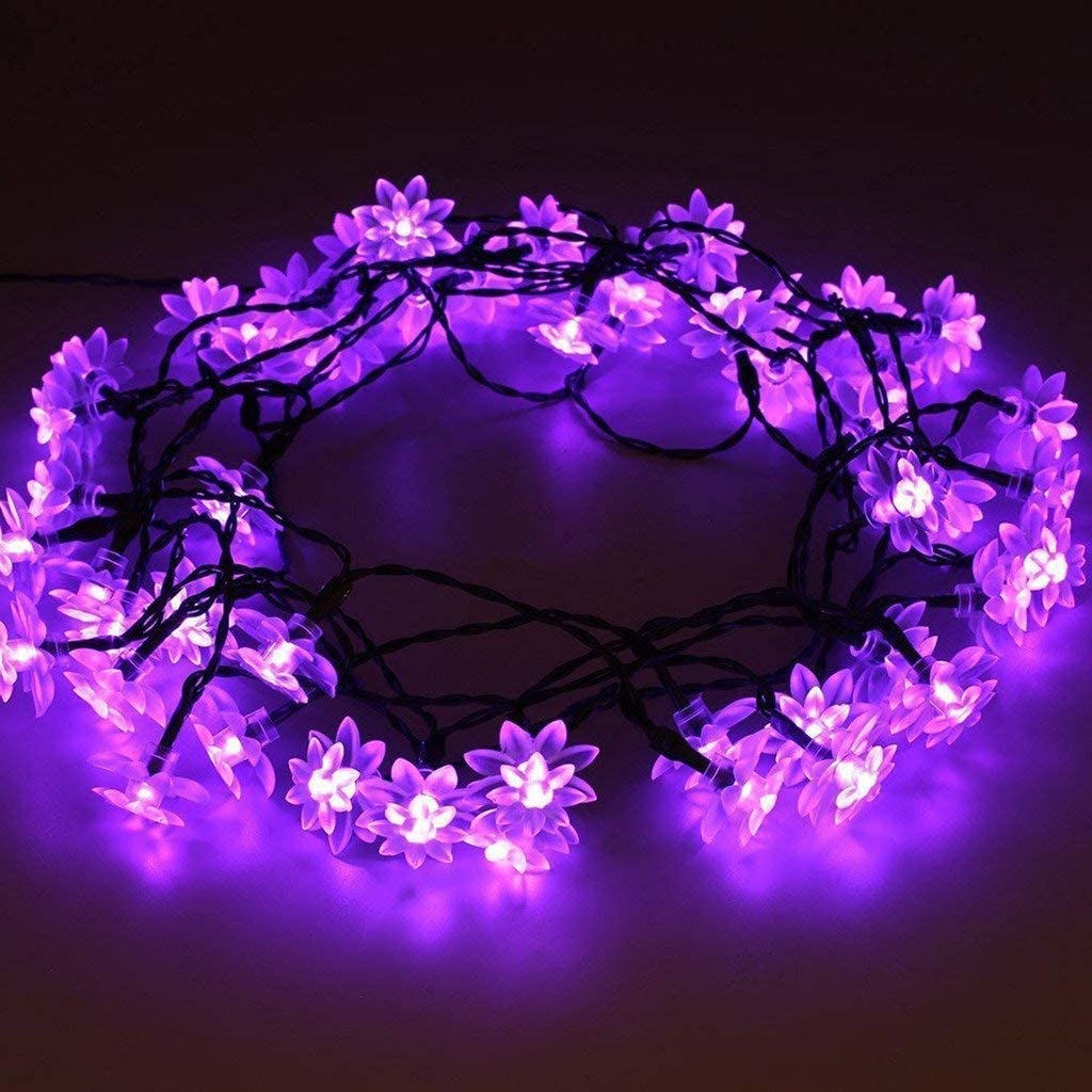 HESHENG Solar Lotus Flowers String Lights, Waterproof 40ft 100LEDs Lights Fairy Lights Outdoor 8 Modes Festival Lighting for Patio Yard Tree Wedding Party Christmas Decoration, Multicolor