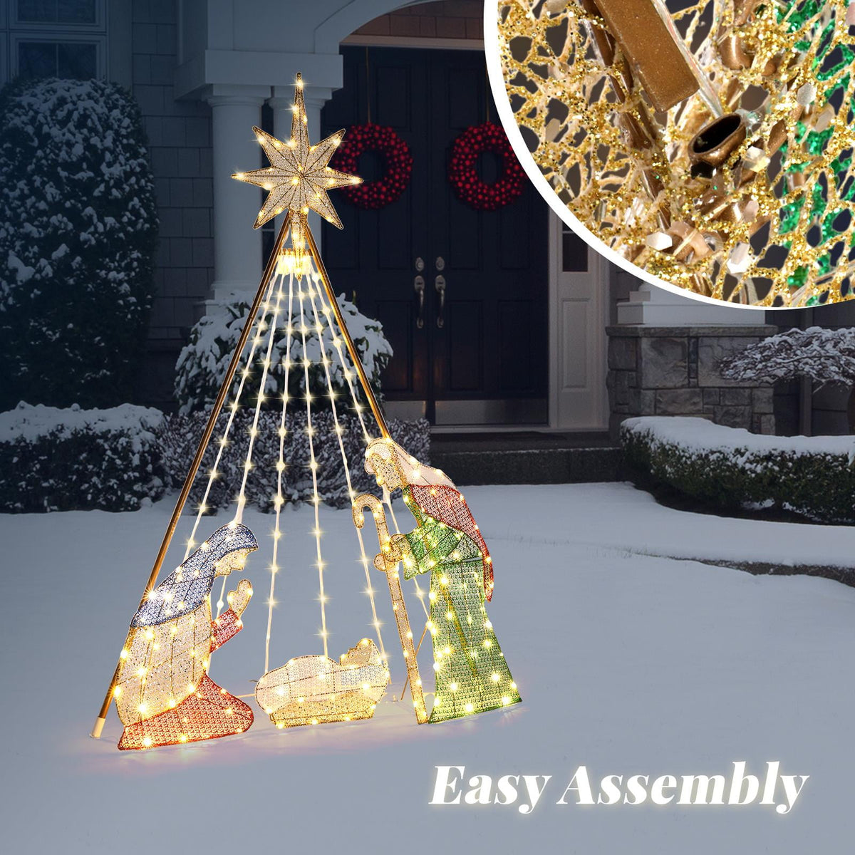 EasingRoom Nativity Set Christmas Nativity Scene Holy Family Outdoor and Indoor,6ft