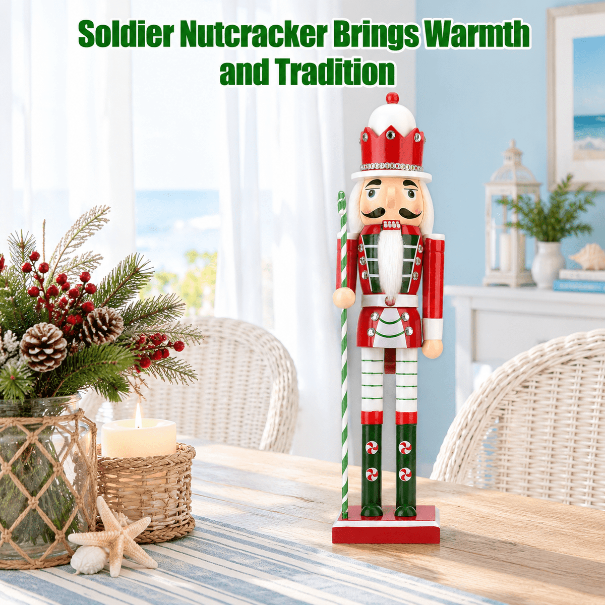 Red 15 Inch Christmas Soldier Nutcracker Figure Holiday Decor