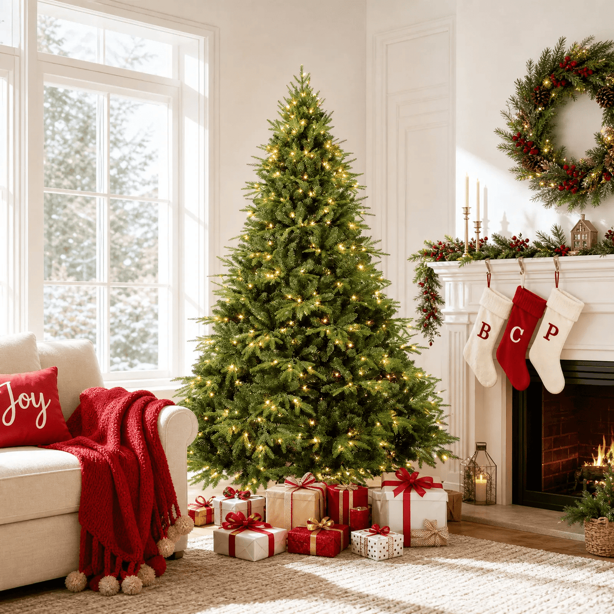 Soilhill 4ft Pre-Lit Artificial Christmas Tree with 907 PE/PVC Tips, Premium Holiday Xmas Tree with 150 Warm White LED Lights, Easy Assembly, Indoor Decoration