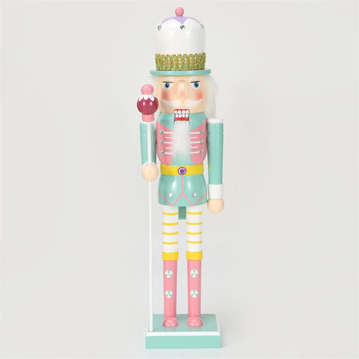 4 Pieces Christmas Nutcracker Ornaments Wooden Nutcracker Doll Decorative Statues Puppet for Shelves Home Decor Festival Xmas Gifts Holiday M