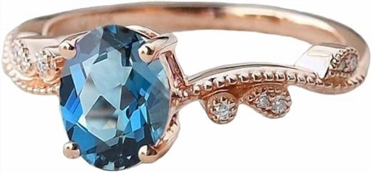 Blue Topaz Gemstone Ring, Natural London Blue Topaz Ring,Statement Ring, December Birthstone, Womans Ring, Gold Micron Ring, 925 Sterling Silver, Wedding Gold Ring, Christmas Gift, Engagement Ring