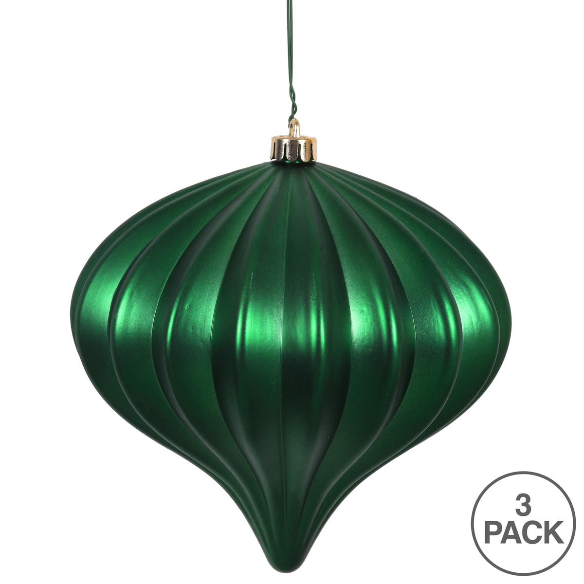Vickerman 5.7" Teal Shiny Onion Christmas Ornament, UV treated, Set of 3