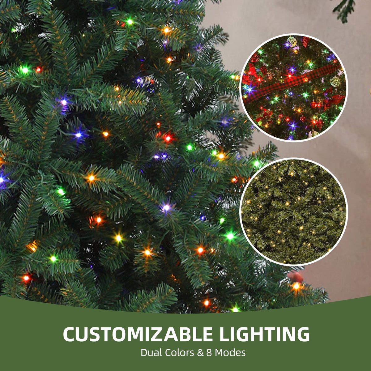 Uforic 6ft Pre-Lit Artificial Christmas Tree with 1000 Branch Tips&250 Warm Lights, Remote Control, Green