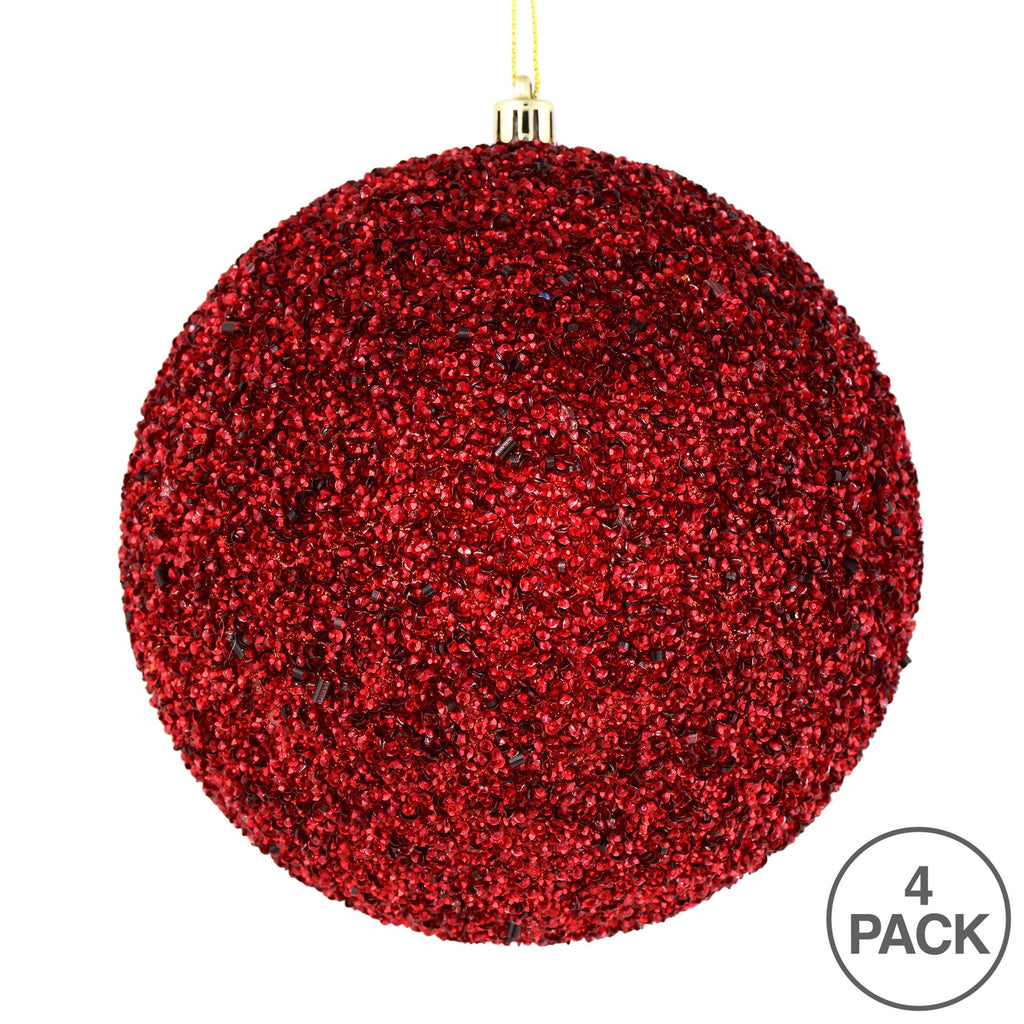 Vickerman 6" Turquoise Beaded Ball Ornament, 4 per Bag