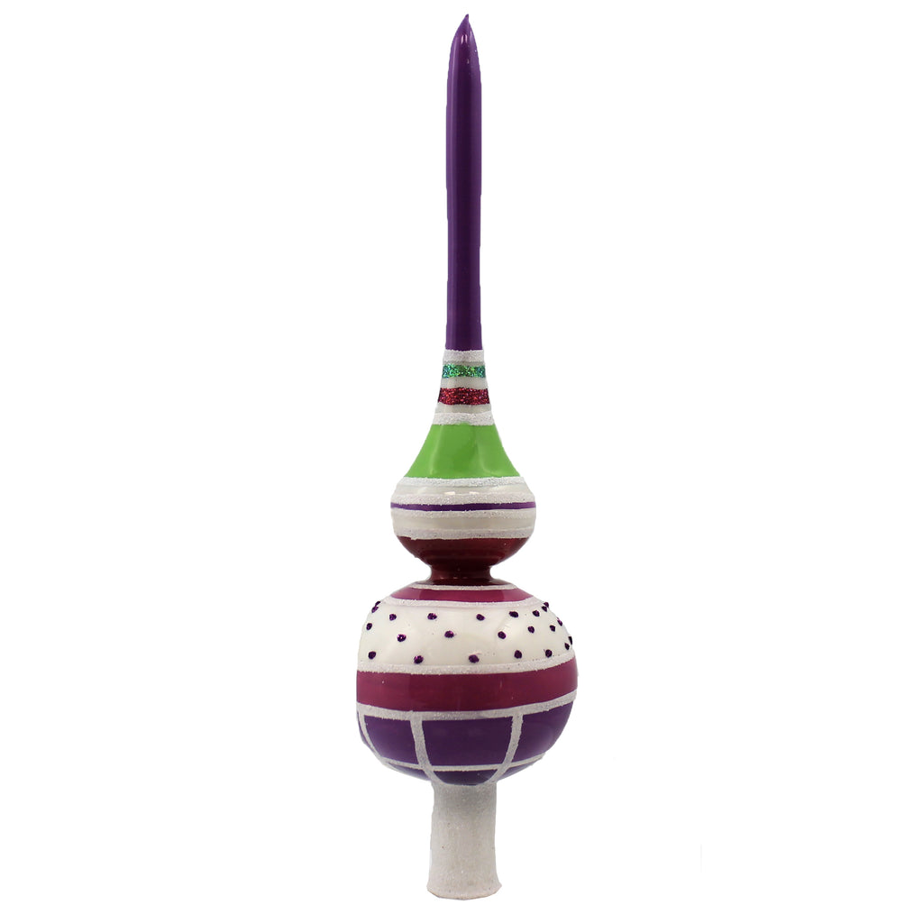 Santa Land 12.00In Visions Of Candyland Finial, Glass, Tree Topper Christmas 20M2010