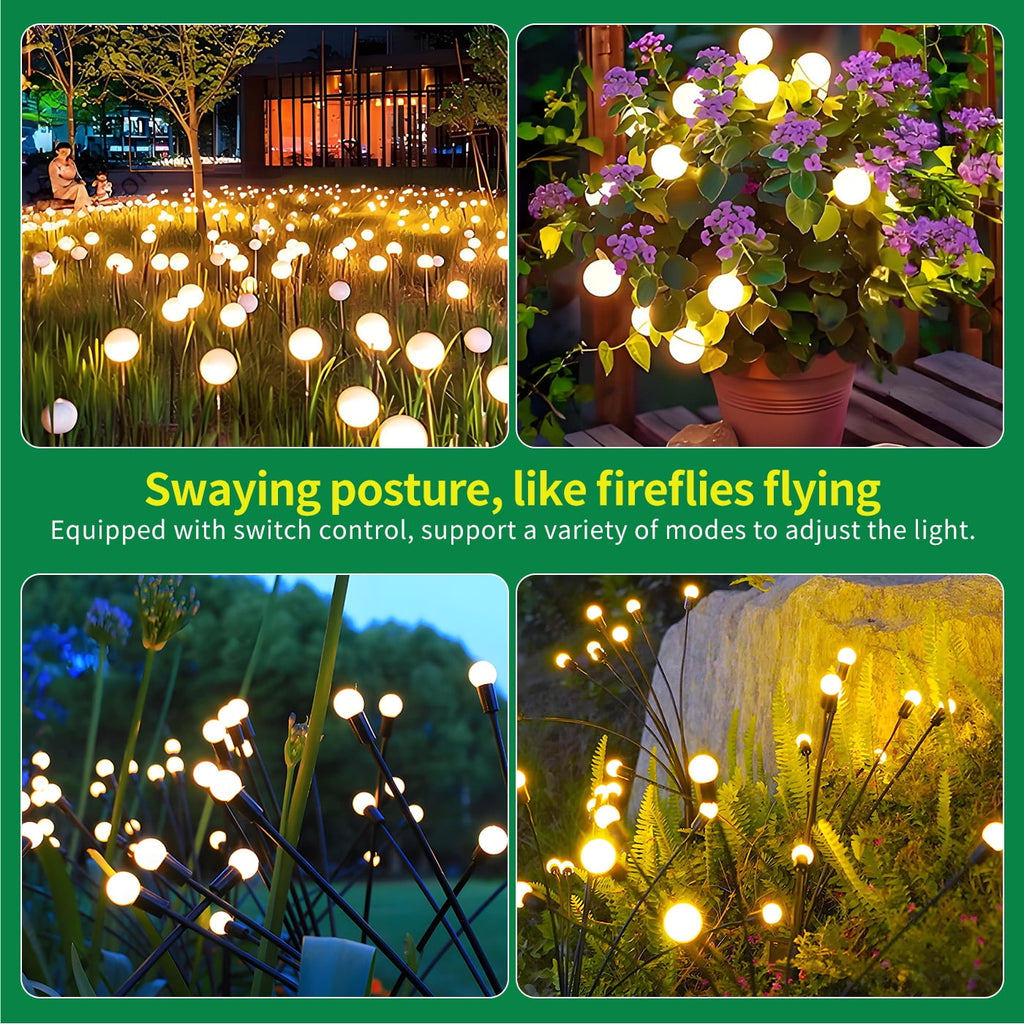 TopZoo Solar Garden Stake Lights, Solar Firefly Lights Outdoor Decorative Waterproof for Outside Backyard Decor, Yard Decor, Garden Decor, Christmas, Warm White Round LED Bulb, 4 Packs