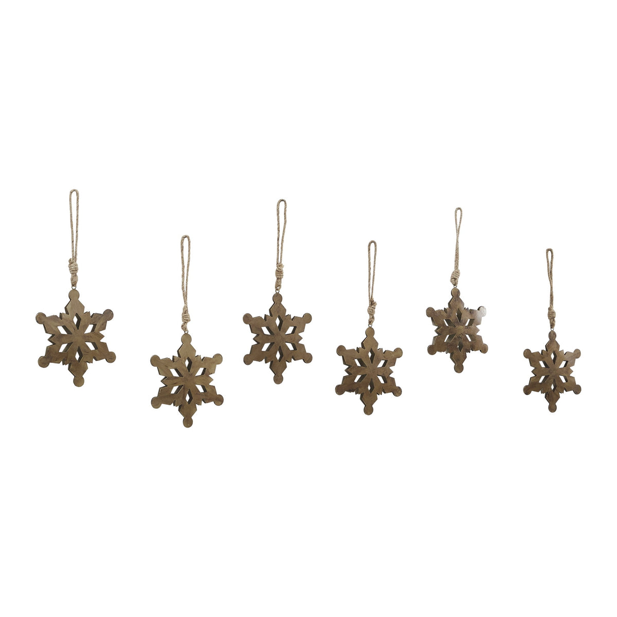 VHC Brands Antique Gold Metal Snowflake Ornament Set of 6 - 6 inch