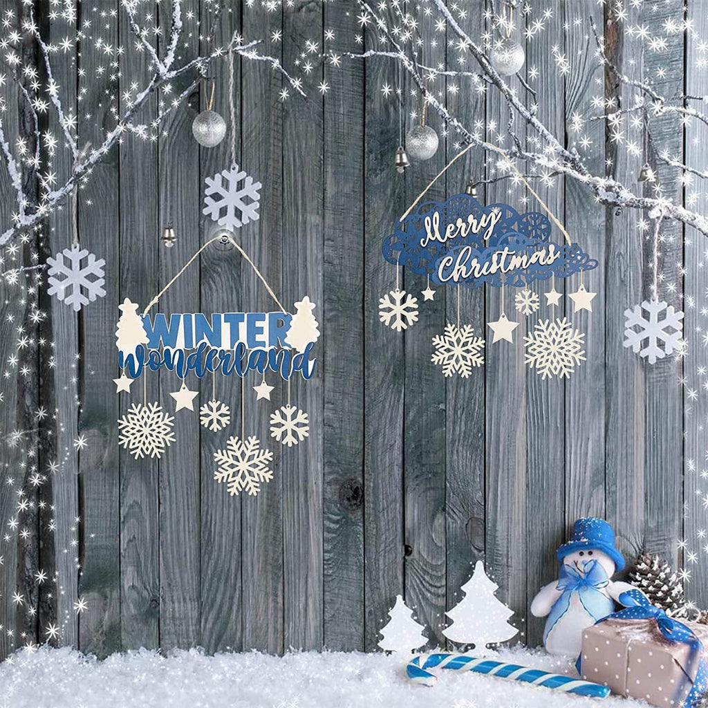 Christmas Decorations Indoor, 12pc Christmas Decoration Wooden Hanging Ornament, Christmas Indoor Decor, S9Multicolor