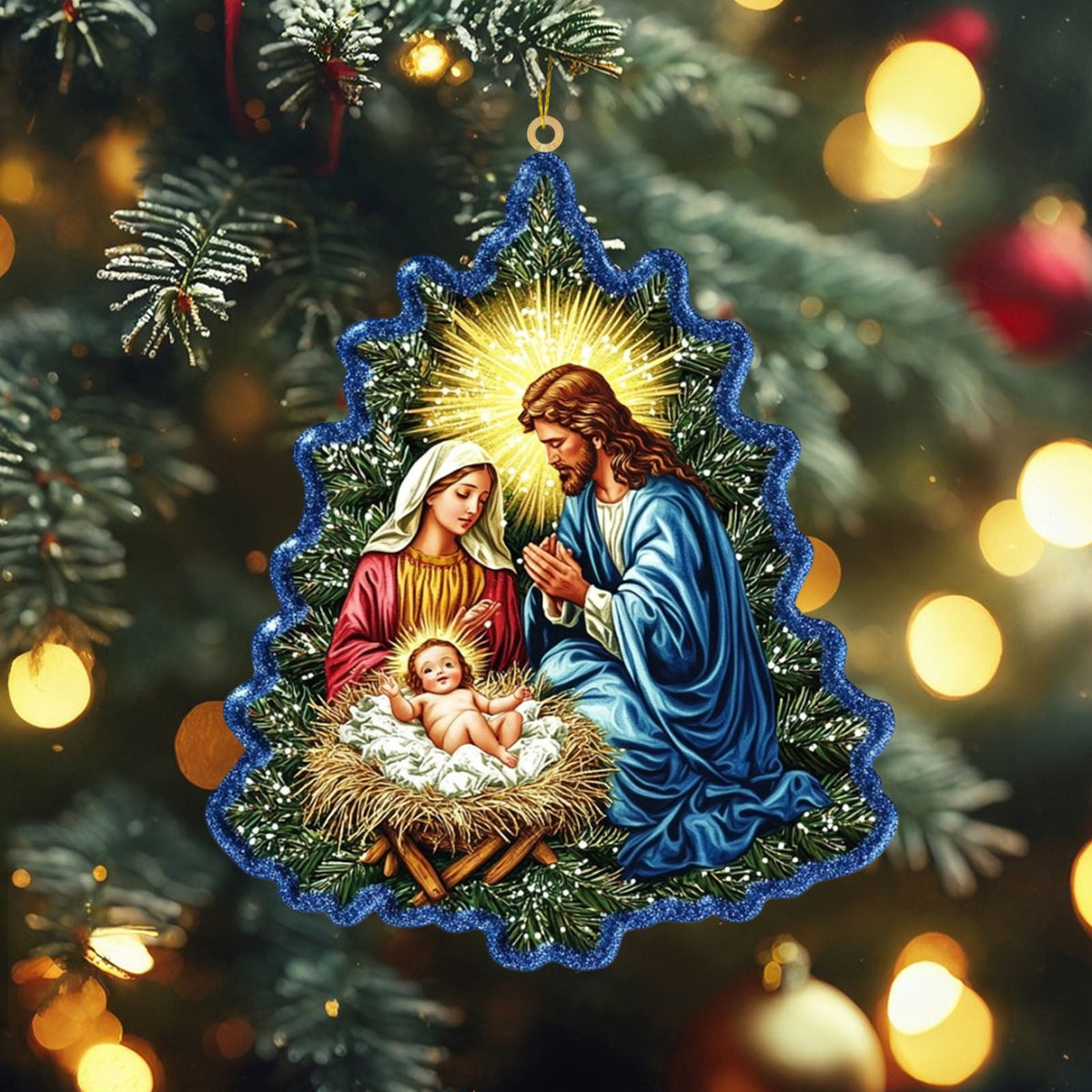 Xuniizn Nativity Ornaments, Christmas Nativity Scene Ornaments Acrylic Christmas Tree Decorations for Xmas Tree, Home, Office, Hanging Ornament, Religious Gifts, Party Decor, Christmas Decorations