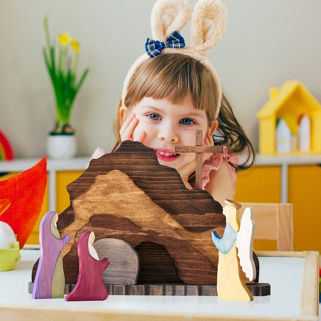 Bouanq Wooden Nativity Set Wooden Manger Creche Nativity Scene Montessori Inspired Wedd