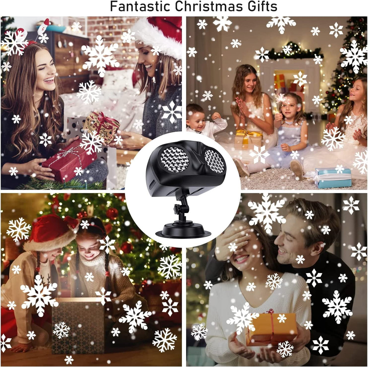 Morttic Christmas Snowflake Projector Lights, Waterproof LED Snowfall Spotlight Projector with Remote Control, Upgrade Rotating LED Snowfall Projection Lamp for Halloween Xmas Party Holiday Garden