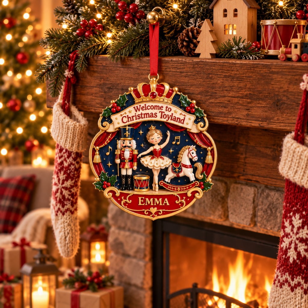 Storybook Christmas Ornament Nutcracker Ballerina Toyland