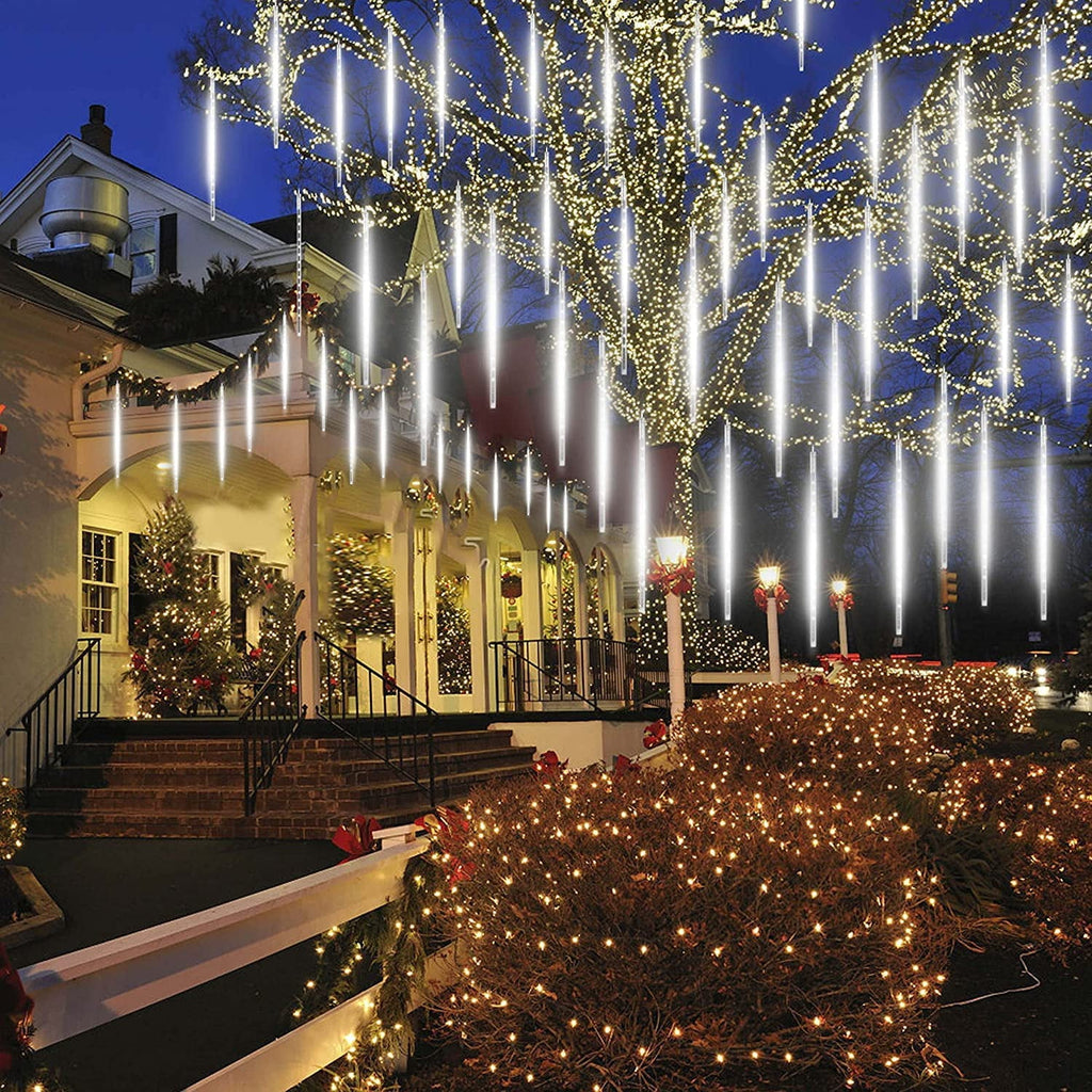 Rirool Meteor Shower Rain Lights, Valentine Lights 50cm 10 Tubes 540 LED Icicle Snow Falling Christmas Lights Outdoor Raindrop Lights, Xmas Wedding Party Tree Holiday Decoration, Blue