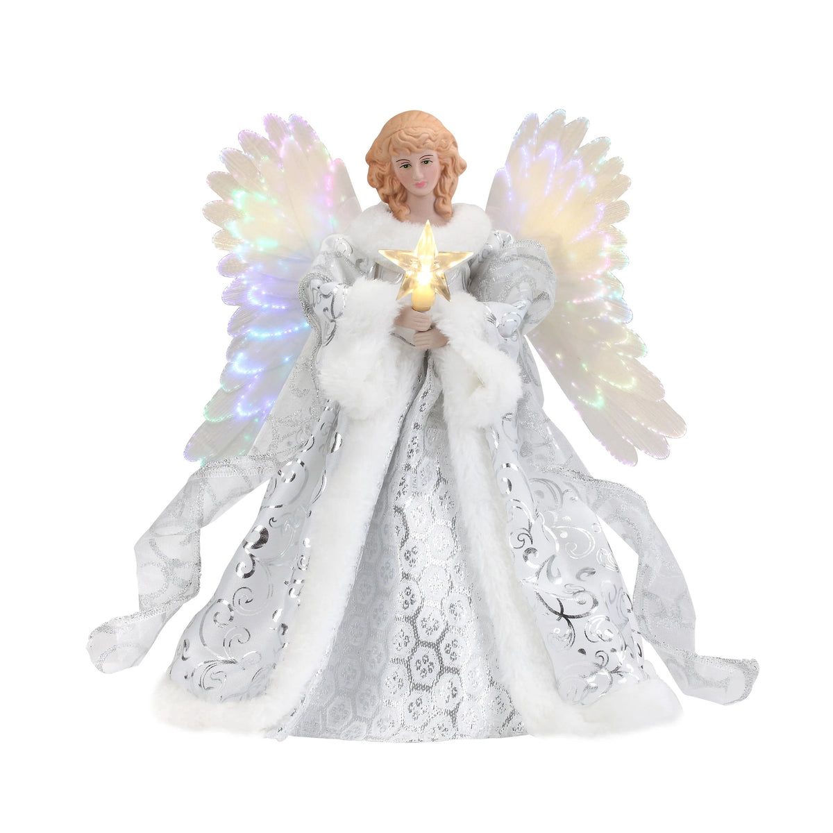 Mr. Christmas 12 in. Fiber-Optic Animated Tree Topper - White Angel
