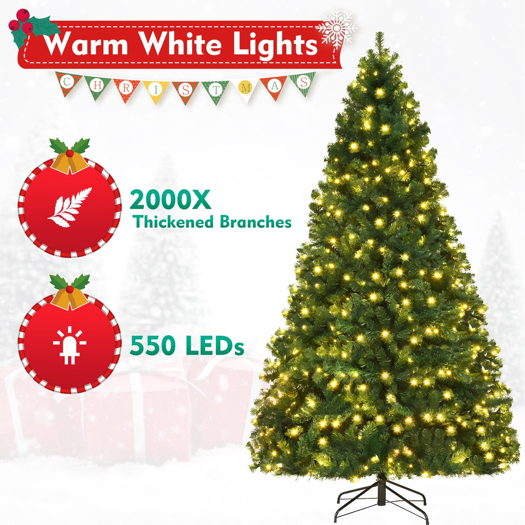 DAYBETTER 6ft Christmas Tree Artificial, Pre-lit with 250 LED Warm White Lights, 800 Branch Tips, Foldable Sturdy Metal Stand for Festival Home, Office Decor, Indoor and Outdoor