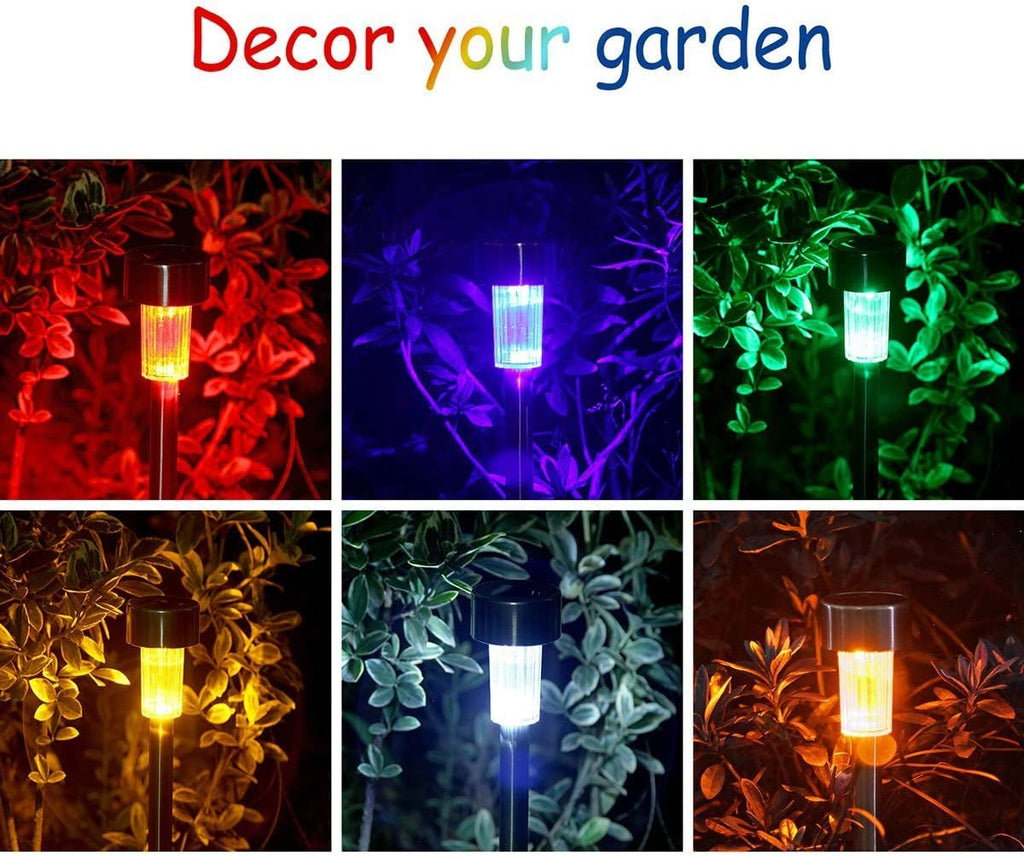 Rirool 12 Pack Solar Pathway Lights Outdoor, Stainless Steel Waterproof LED Landscape Lighting, Auto On/Off Garden Stake Lights for Yard Walkway Lawn, Multicolor