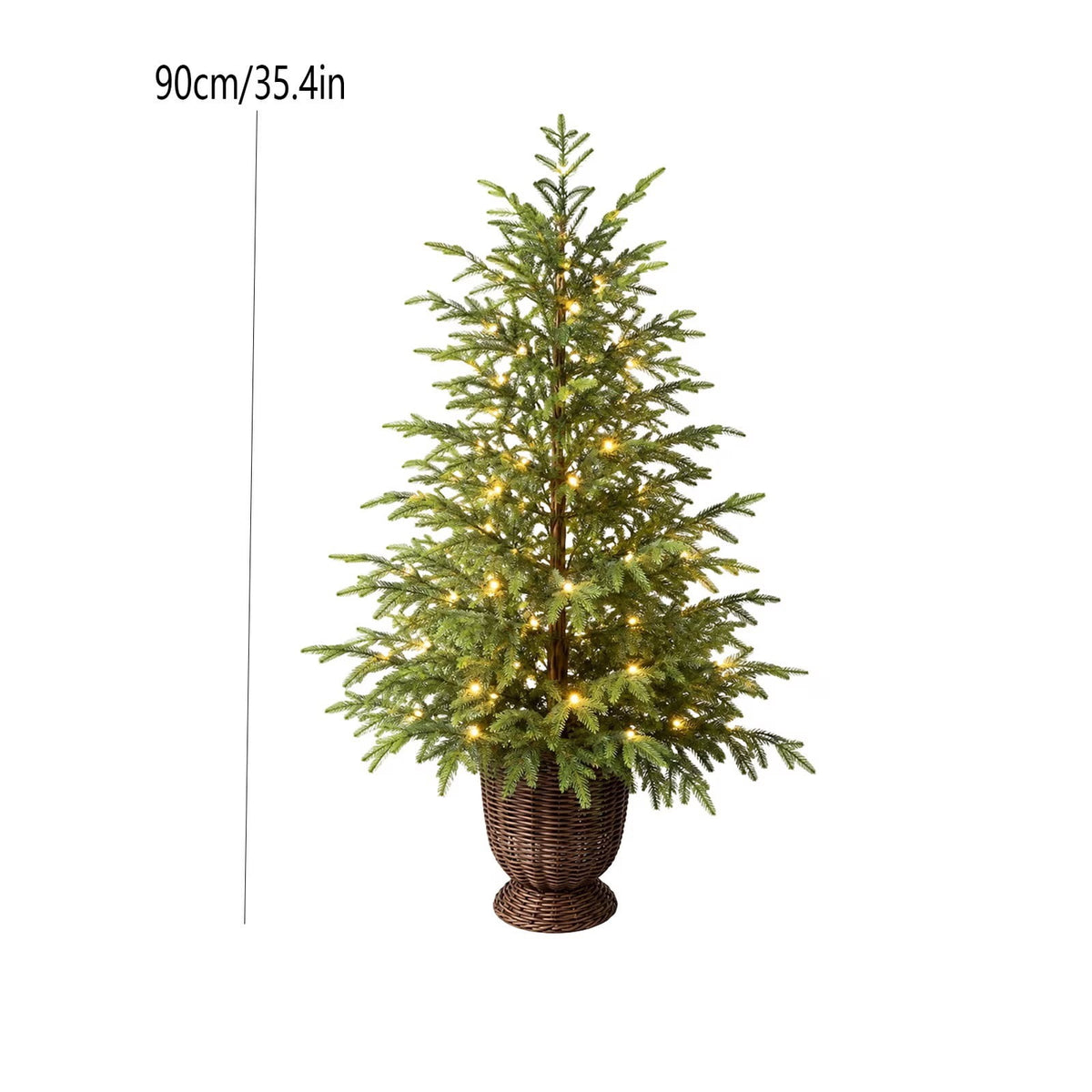3ft Prelit Green Artificial Christmas Tree Lifelike Potted Spruce Xmas Tree With Warm LED Lights for Home,Office,Party Decoration,Hinged Design and Stable Base,Indoor Holiday Decor for Home
