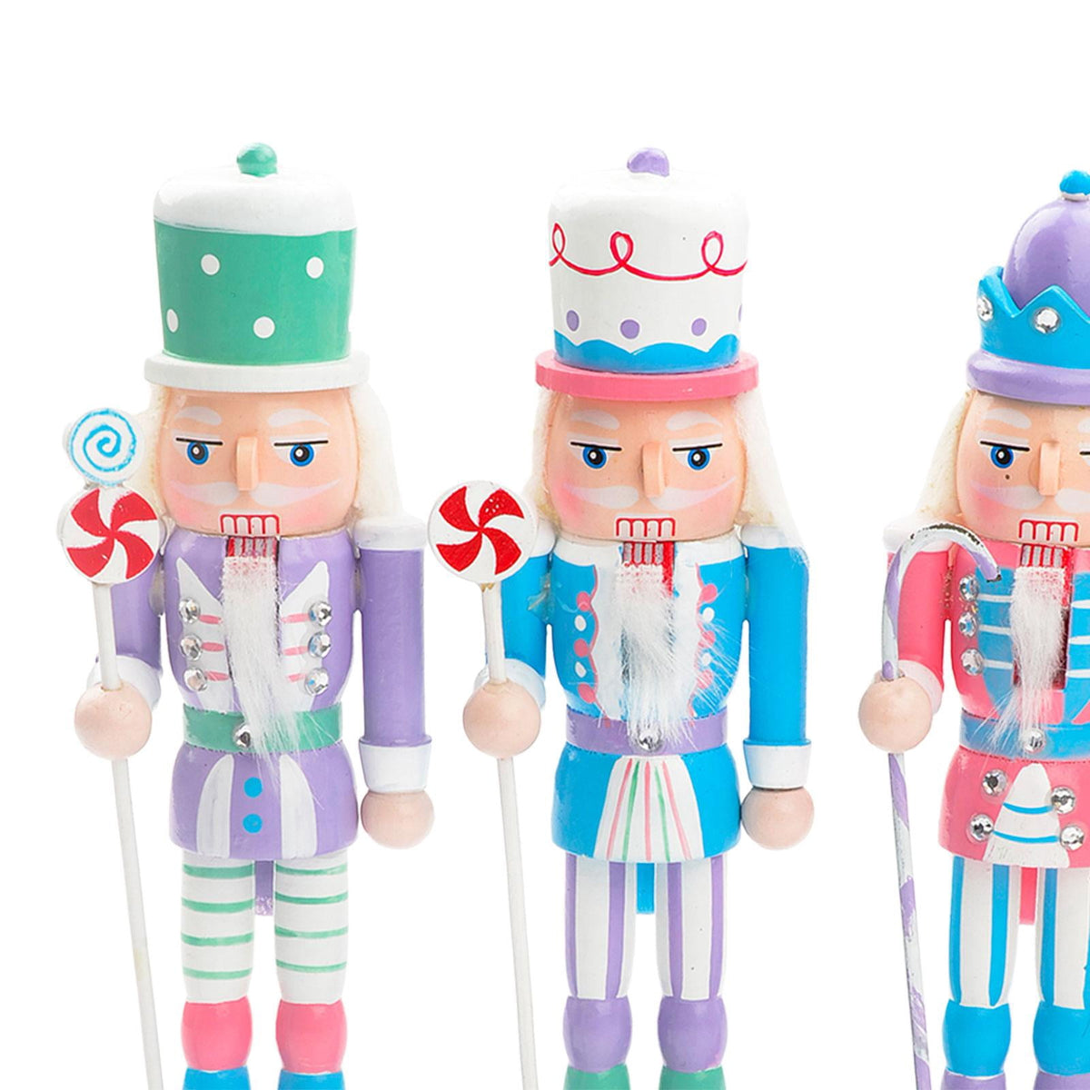 4 Pieces Christmas Nutcracker Ornaments Wooden Nutcracker Doll Decorative Statues Puppet for Shelves Home Decor Festival Xmas Gifts Holiday M