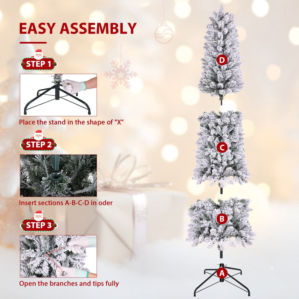 Legooin 6ft Pre-lit Slim Christmas Tree Skinny Hinged Artificial Xmas Tree with 250 Color-Changing Lights+957 Branch Tips