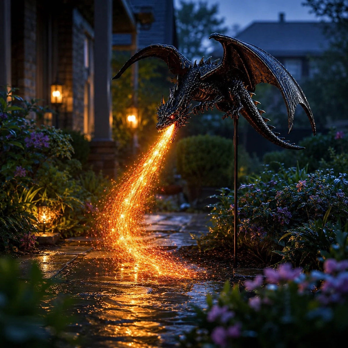 2027 New Solar Dragon Fire Garden Light, 30" Dragon Flame Solar Light, Dragon Garden Stake Outdoor Decor