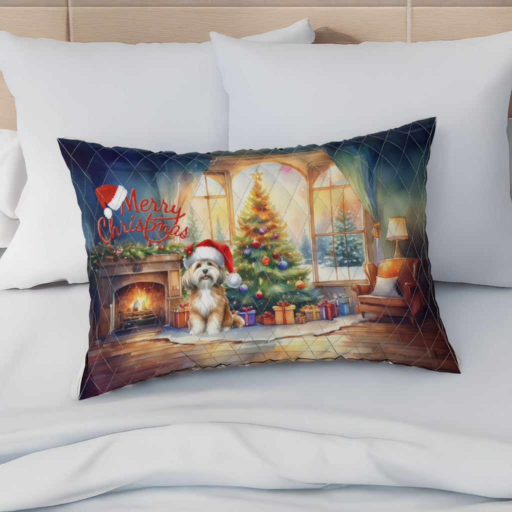 Merry Christmas French Bulldog Santa Hat Xmas Tree Winter Holiday Quilt Bedding Set Dog Lover Gifts 1 Blanket Bed Cover 2 Pillowcases - 01013