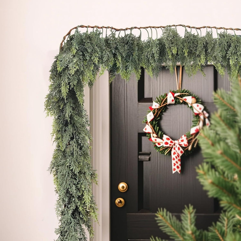 RBCKVXZ 5 FT Christmas Garland Thick and Realistic Artificial Cedar Garland Green Faux Needles Garland for Christmas Winter Home Mantel Fireplace Holiday Party Decorations