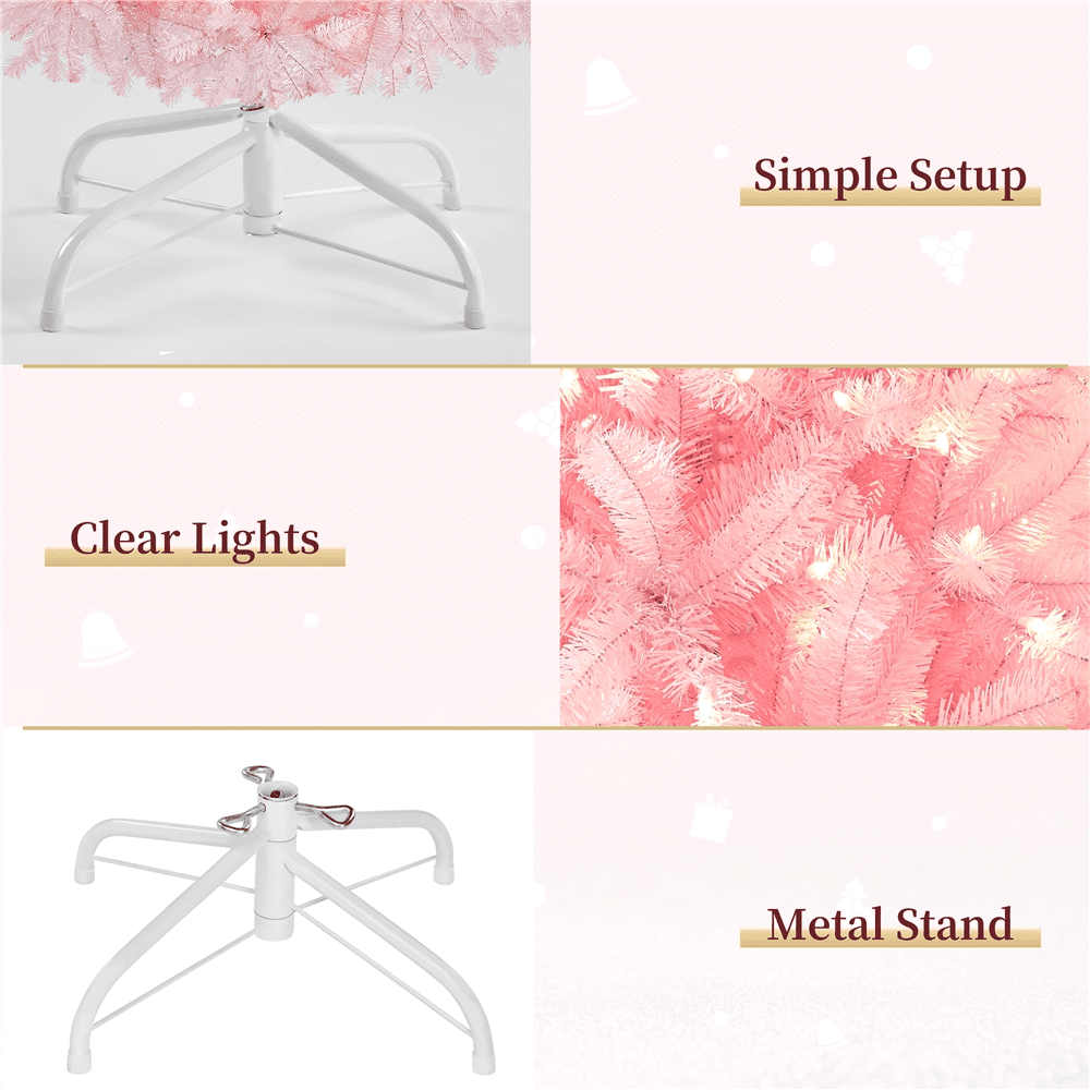 Alden Design 4ft Pre-lit Artificial Christmas Tree with 70 Incandescent Lights, Pink