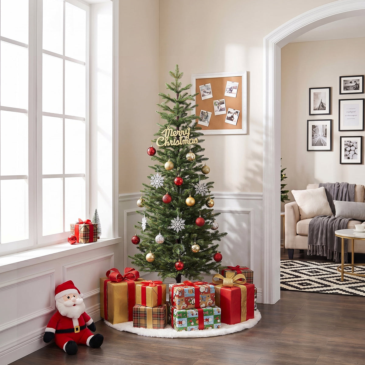 DR.Planzen 5ft Pencil Christmas Tree, 1104 Tips PE Realistic Unlit Artificial Slim Christmas Tree with Metal Stand - Holiday Indoor Decoration for Apartment Entryway Corner Office