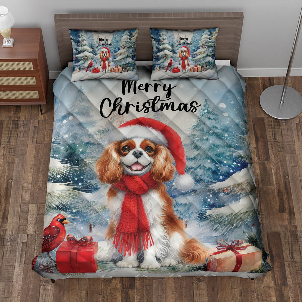 Merry Christmas French Bulldog Enjoys Woofmas Winter Xmas Holiday Quilt Bedding Set Dog Lover Gifts 1 Blanket Bed Cover 2 Pillowcases - 02022