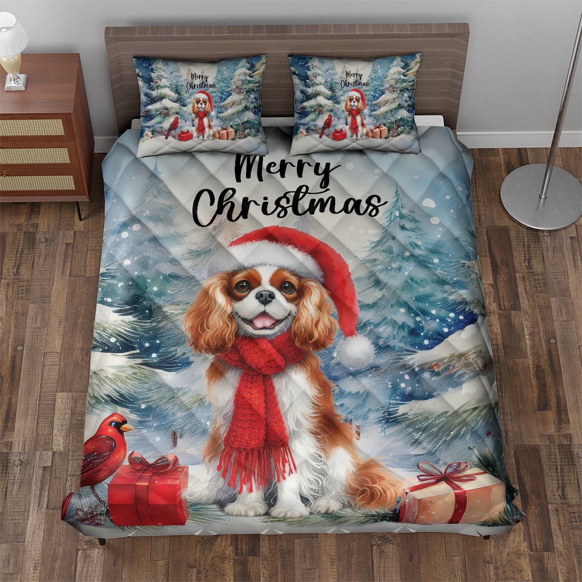 Merry Christmas French Bulldog Enjoys Woofmas Winter Xmas Holiday Quilt Bedding Set Dog Lover Gifts 1 Blanket Bed Cover 2 Pillowcases - 02022