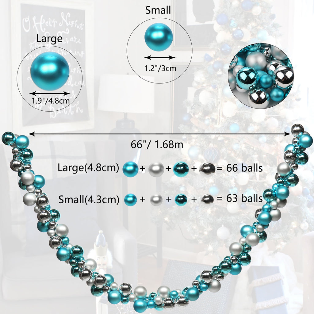 6 Ft Christmas Ball Garland Ornaments Shatterproof Xmas Hanging Balls Holiday Party Wedding Christmas Tree Decor Red
