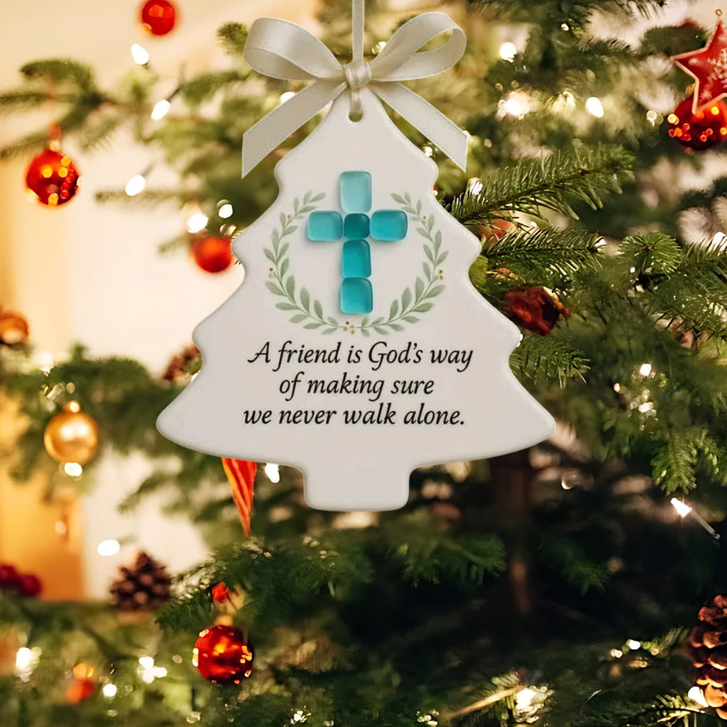 Lunxisen 1 Pcs Sea Glass Nativity: Jesus’ Birth Christmas Ornament,Coastal Inspired Sea Glass Nativity Ornament,Handmade Nativity Scene, with Shells and Starfish