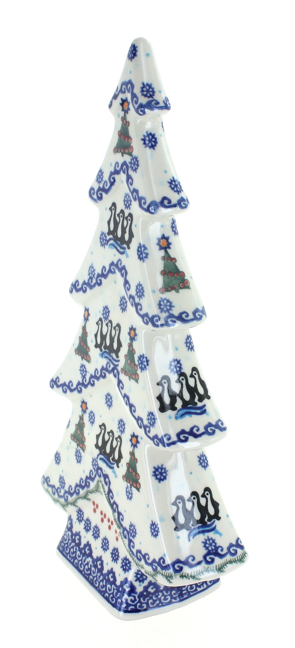 Blue Rose Polish Pottery Little Snowman Flat Christmas Tree