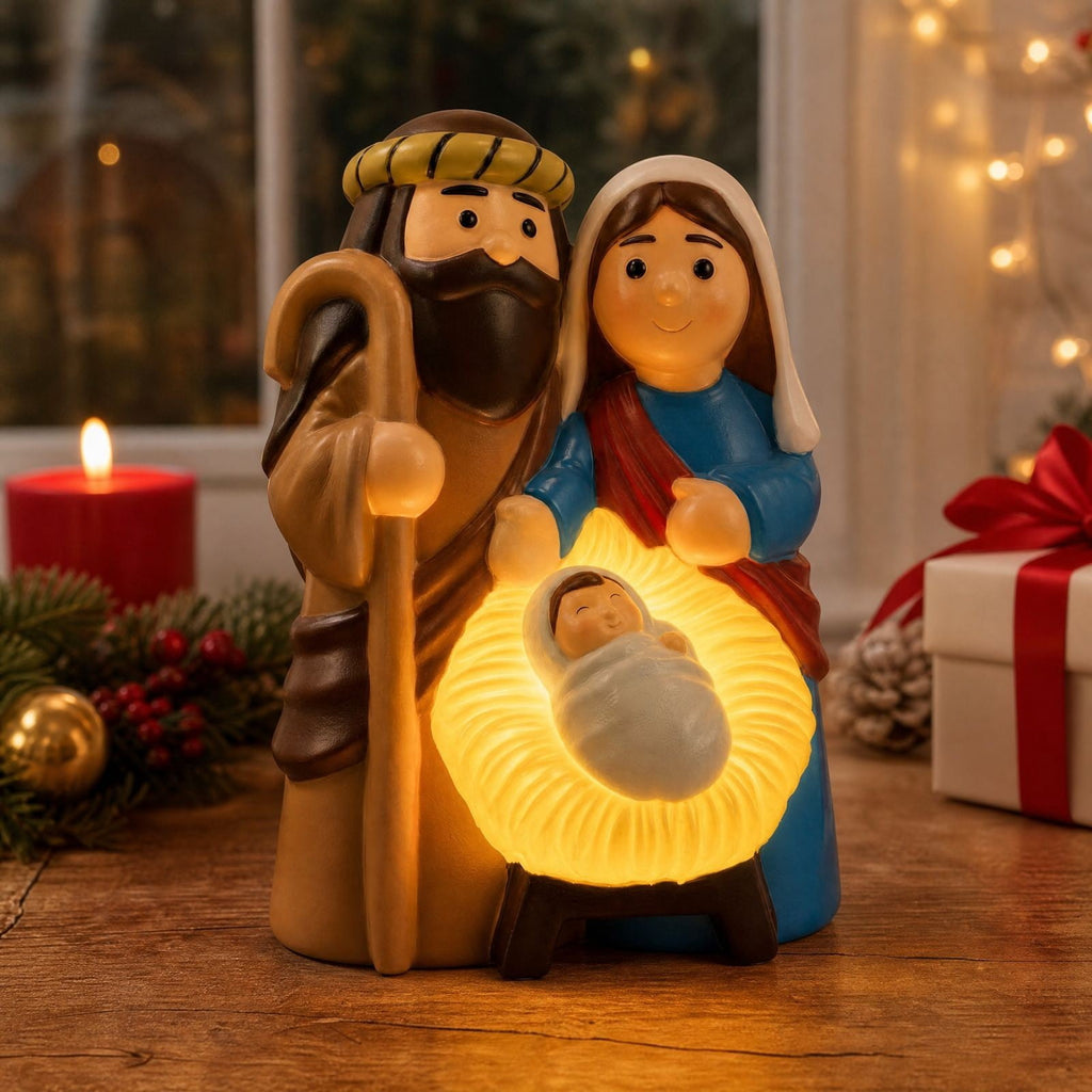 Luckky Lighted Christmas Dog Resin Statue, Santa Hat and Scarf Dog Figurine, 7.87 Inch, Multi-Color LED Lights, Indoor Outdoor Holiday Decor
