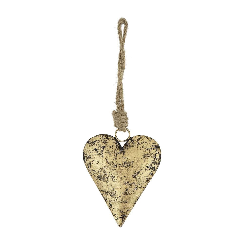 A&B Home Set of 12 Vintage Gold Iron Heart Hanging Ornaments 3.1" x 1.2" x 3.9"