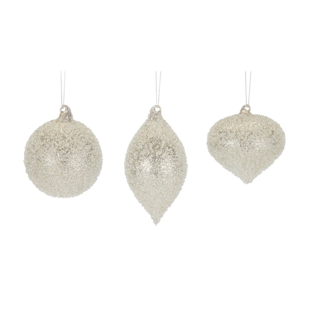 Home Seasonal Decorative Ornament (Set Of 6) 4.25"H, 5"H, 6.5"H Glass