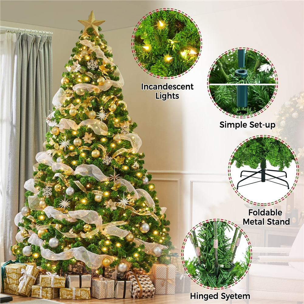 Alden Design 4.5 ft Pre-lit Flocked Christmas Tree with Warm Lights, Frosted White