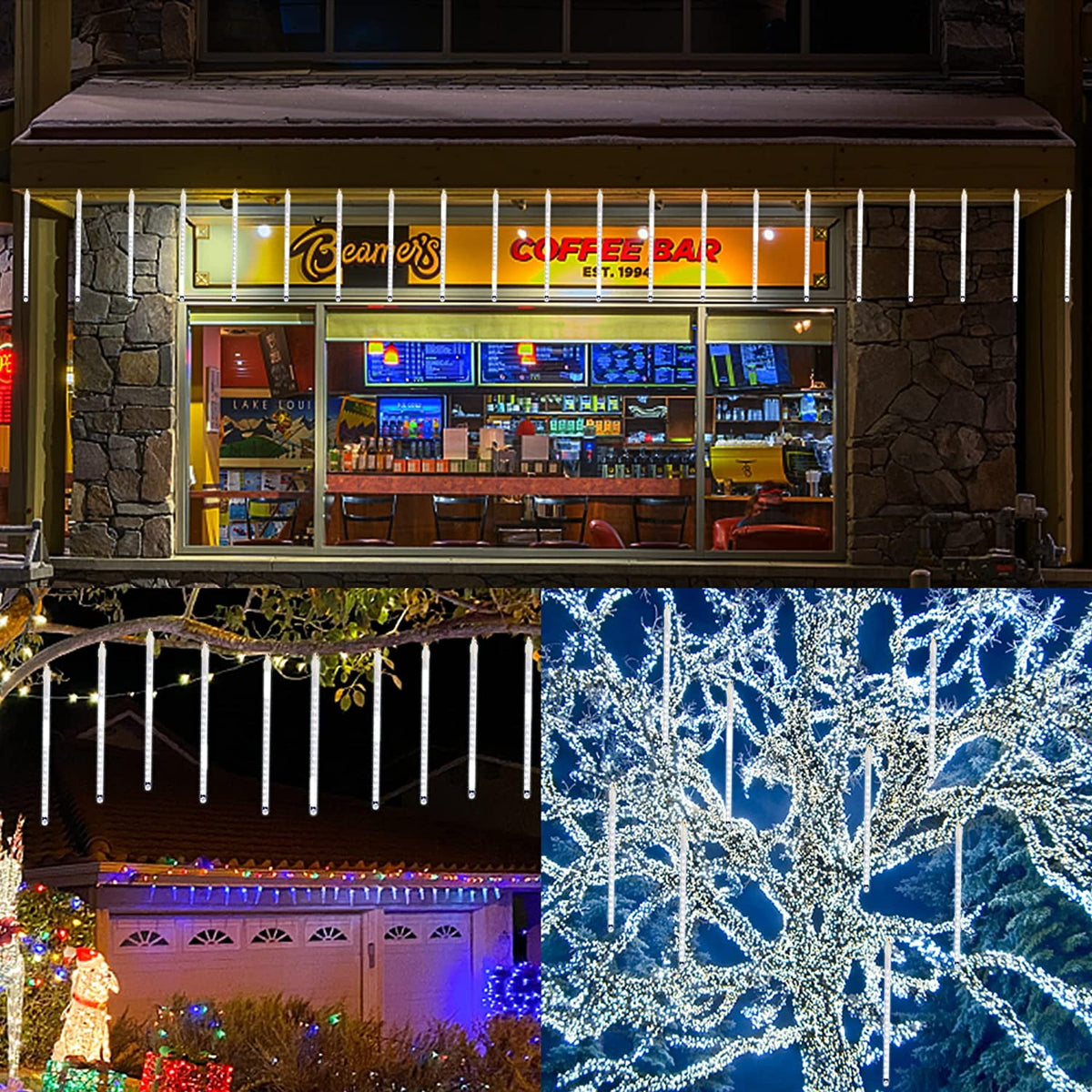 Rirool Meteor Shower Rain Lights, Valentine Lights 50cm 10 Tubes 540 LED Icicle Snow Falling Christmas Lights Outdoor Raindrop Lights, Xmas Wedding Party Tree Holiday Decoration, Blue