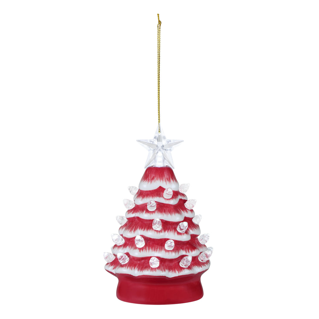 Mr. Christmas 5.25-Inch Nostalgic Tabletop Christmas Trees, Set of 3, White, LED Lights