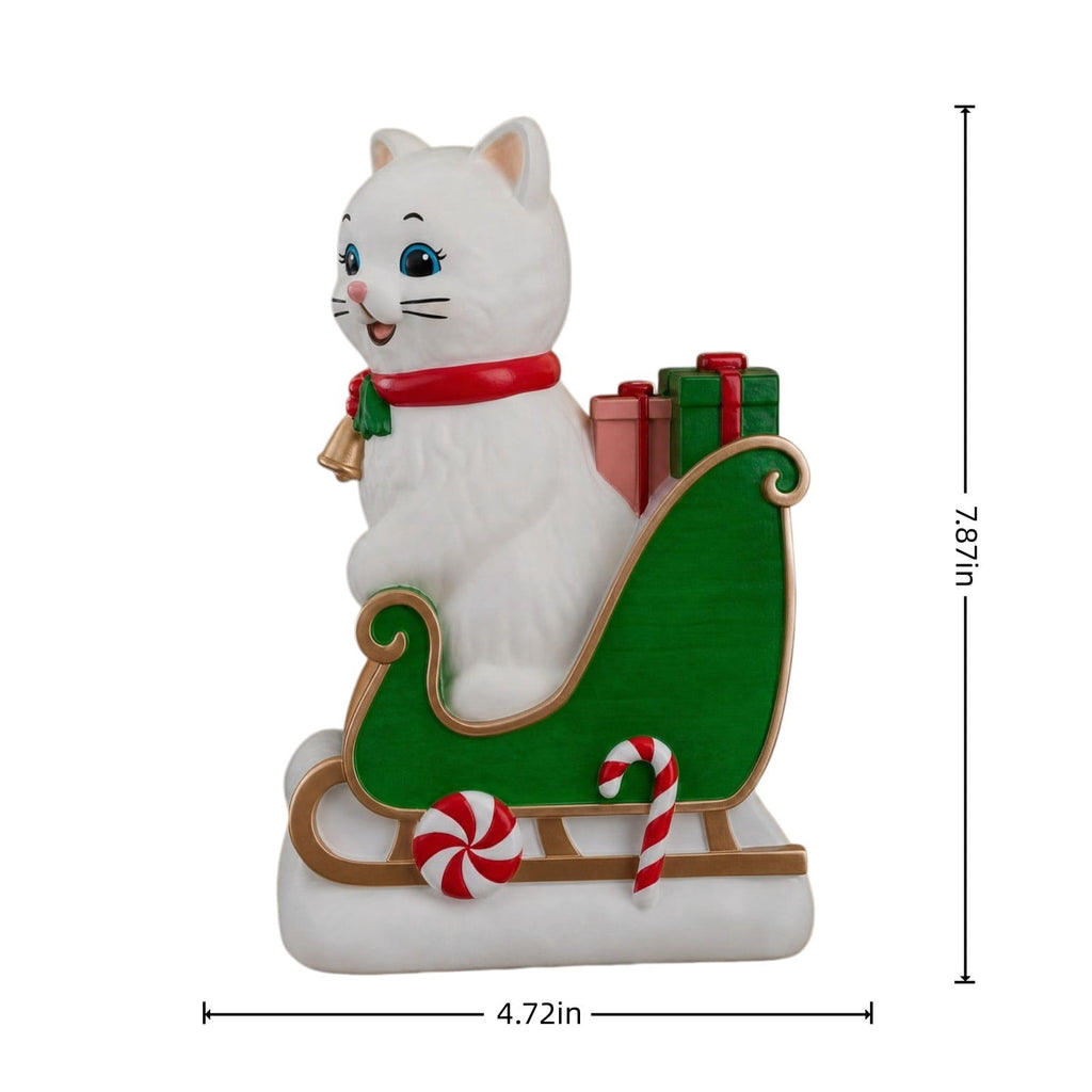 Luckky Lighted Christmas Dog Resin Statue, Santa Hat and Scarf Dog Figurine, 7.87 Inch, Multi-Color LED Lights, Indoor Outdoor Holiday Decor